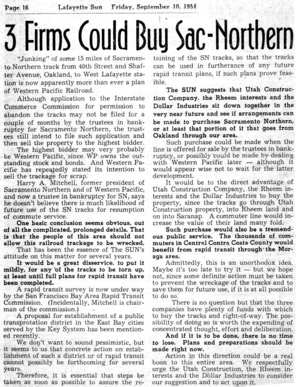 9_10_54
3 Firms Could Buy Sac-Northern. Lafayette Sun. September 10th, 1954 Moraga History Center
