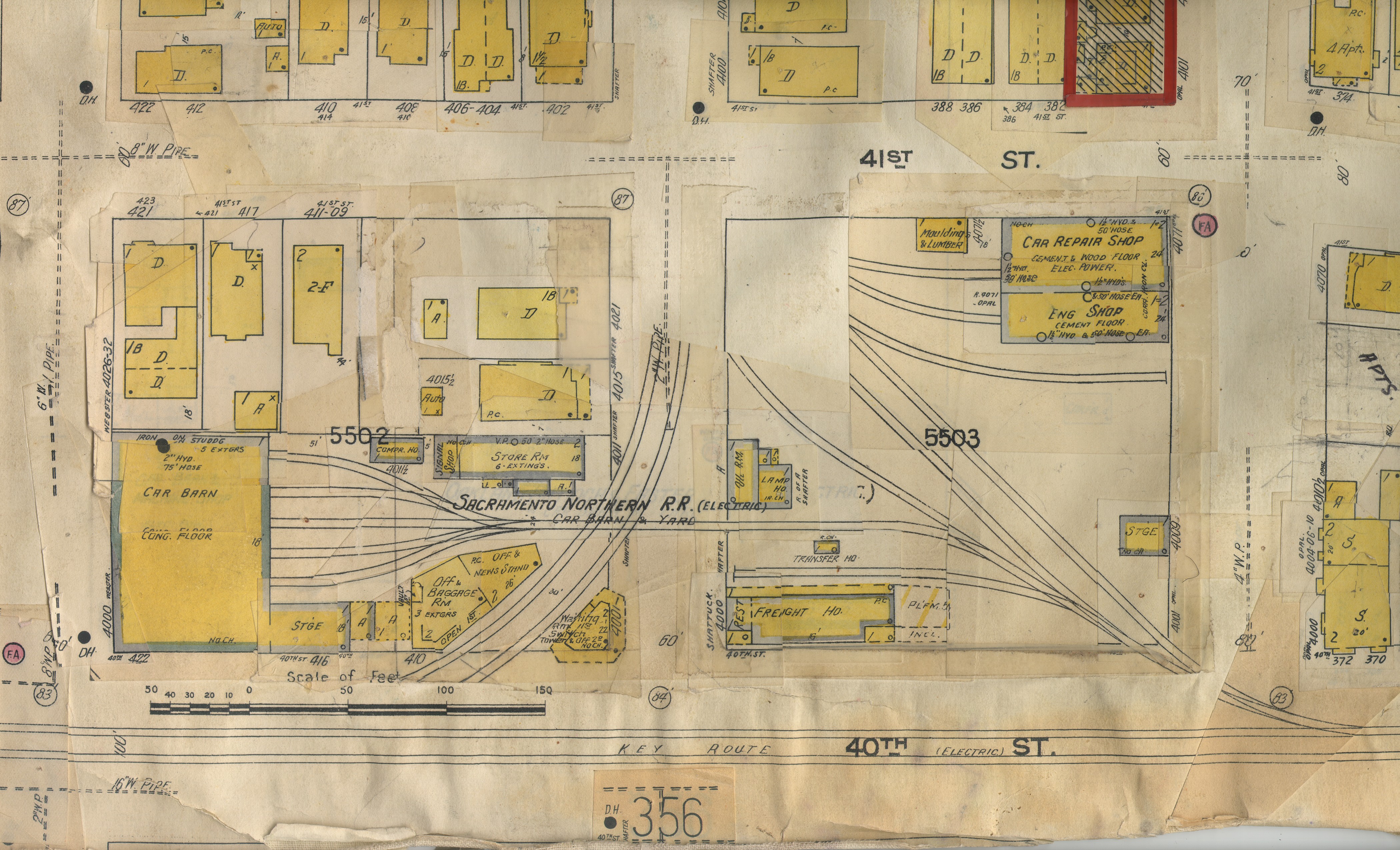 SN_yard_Sanborn_Map
This is a 1951 Sanborn map of the 40th and Shafter yard. Great detail. Full size image is almost 3 megabytes.
